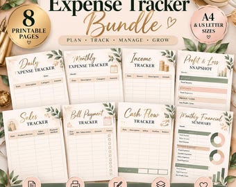 Small Business Expense Tracker Printable, Income and Expense Log, Profit and Loss Sheet, Financial Planner PDF
