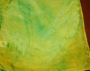 8 "x 72" Habotai tie-dye jaune et vert foulard en soie