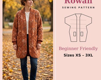 Rowan Quilted Cocoon Cardigan Sewing Pattern | Beginner Friendly Quilted Cardigan | Sizes XS-3XL