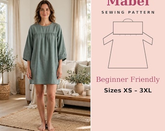Mabel Relaxed Smock Tunic Sewing Pattern | Beginner Friendly Tunic | Sizes XS-3XL