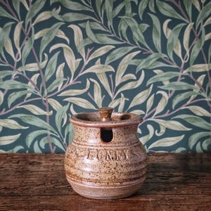 Vintage Studio Pottery Honey Jar in Brown Speckled Glaze