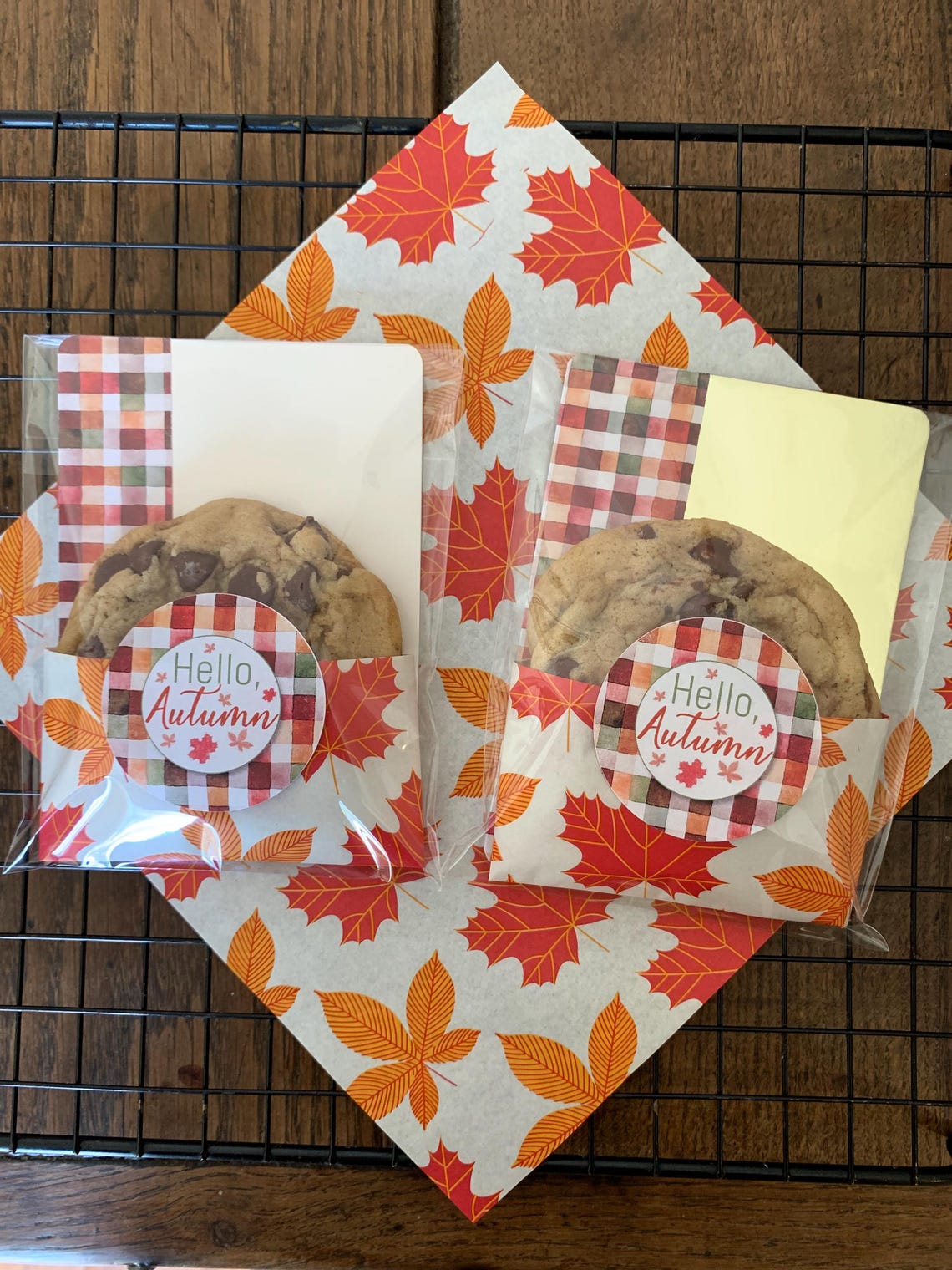 Cookie Packaging Kit Autumn Fall Cozy Plaid Maple Leaves Treats Party ...