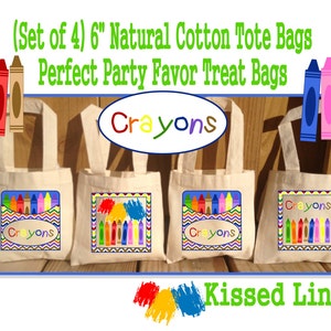 Crayons Birthday Party Favor Treat Gift Mini Cotton Totes Bags Children Kids Classroom Kindergarten Preschool Crayon Art