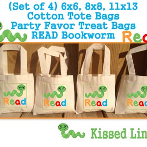Lire Livre Sacs Rat de bibliothèque pour les lecteurs scolaires Fête d’anniversaire Treat Favor Sacs cadeaux Mini coton Totes Enfants Enfants - Disponible en 3 tailles!