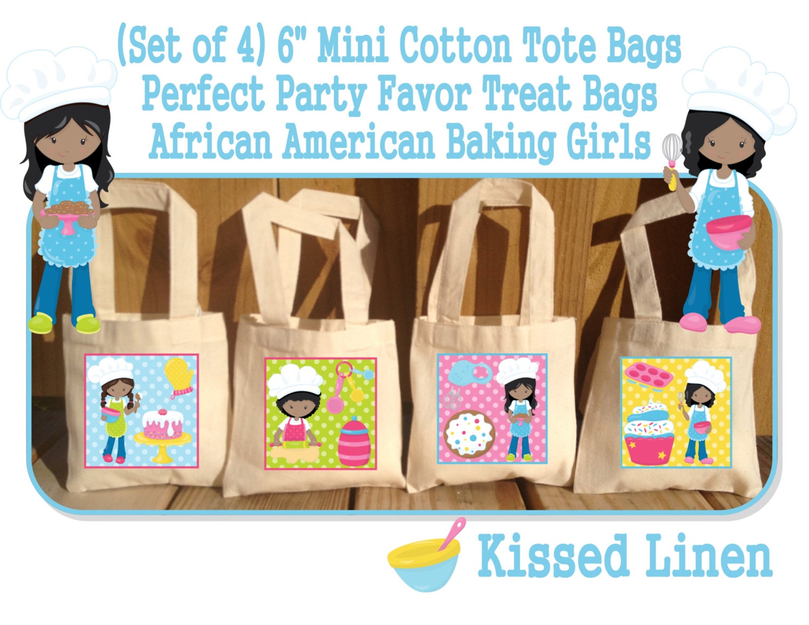 African American Girls Baking Party Favor Bags Cooking Etsy