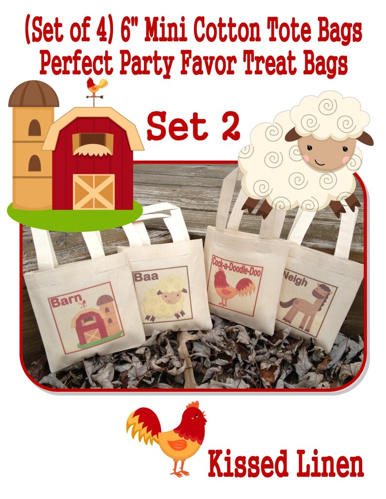Barnyard Farm Animals Party School Field Trip Treat Favor Gift Bags ...
