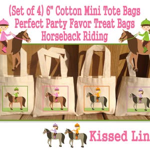 Niño niña caballo caballo jinete jinetes montar fiesta de cumpleaños tratar favor bolsas de regalo mini totes de algodón niños caballos ponis