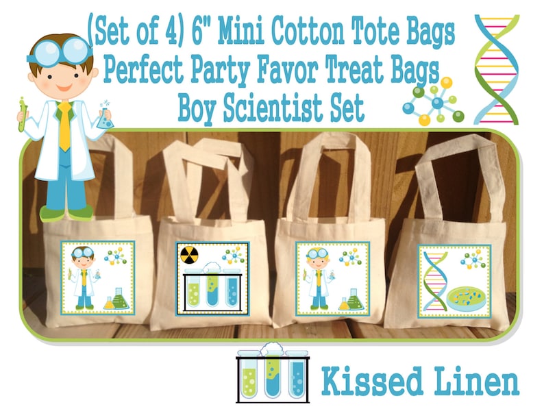 Science Party Scientist Birthday Party Treat Favor Gift Bags Etsy