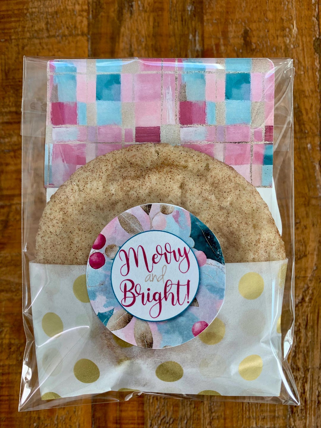 Cookie Packaging Kit Pink Mint Christmas Holidays Merry & Bright Treats ...
