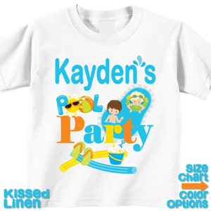 Personalized Pool Swim Party T-shirt Bodysuit Boy Kids Summer Outdoor Pool Splish Splash Backyard Swim Birthday Party Shirt