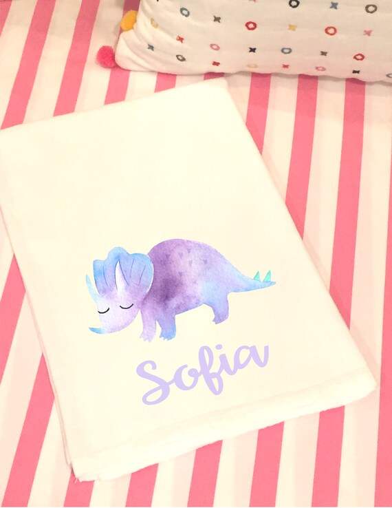 Personalized Dinosaur Triceratops White Flour Sack Hand Towel Girl Boy Baby Burp Cloth Dinosaur Bathroom Hand Towel Birthday Party Favor Etsy