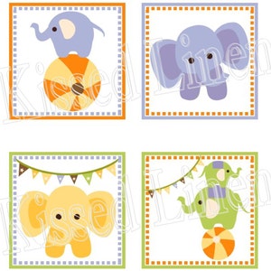 Elephant Babies Circus Treat Favor Gift Bags Mini Cotton Totes Children Kids Birthday Party Baby Bridal Shower Set of 4 or 8 image 4