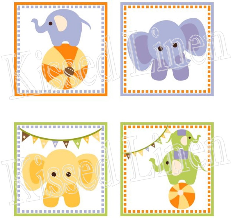 Elephant Babies Circus Treat Favor Gift Bags Mini Cotton Totes Children Kids Birthday Party Baby Bridal Shower Set of 4 or 8 image 4