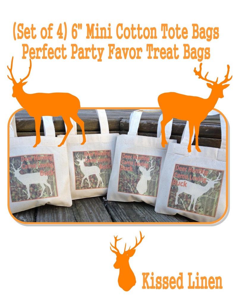 Deer Hunter Camo Buck Treat Favor Bags Mini Cotton Totes Etsy