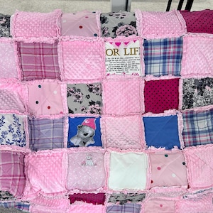 Memory quilt made with loved ones clothing