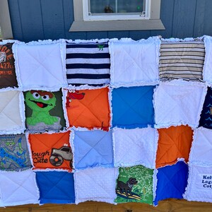 Handmade to order keepsake/memory rag quilt made with children’s clothing
