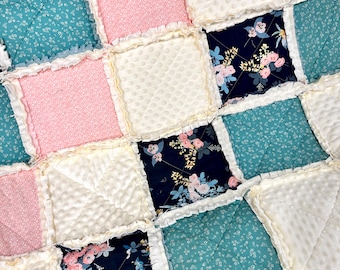 Handmade to order Floral rag quilt