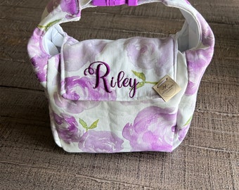 Handmade to order lavender floral lunch bag