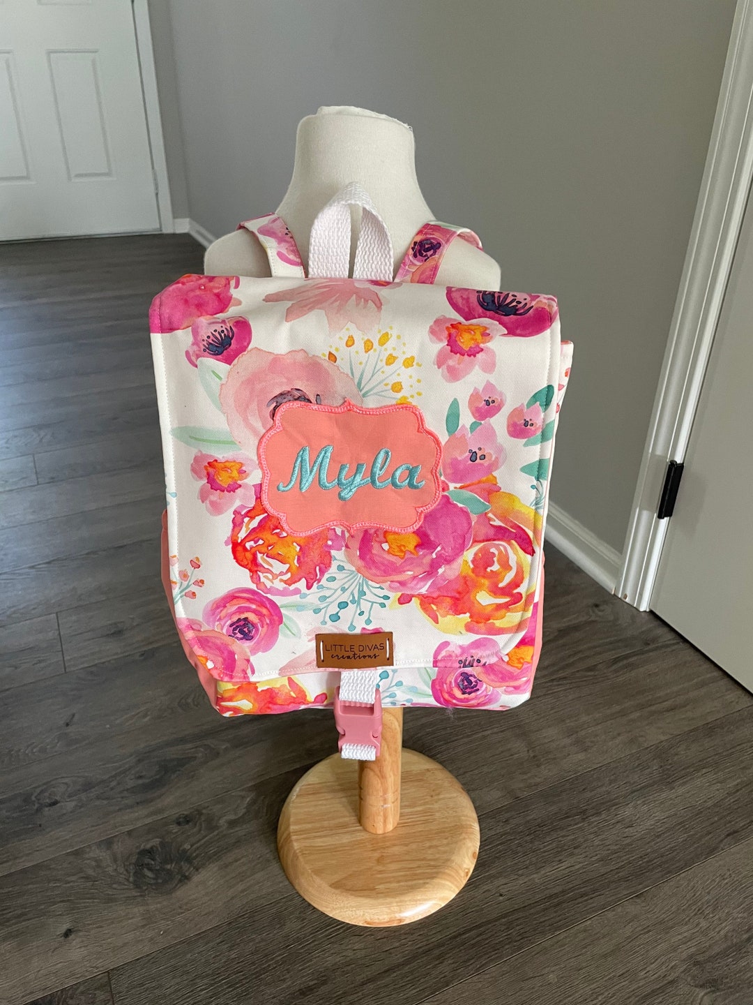 Floral Backpackgrow With Me Backpack pink Watercolor Floral Backpack