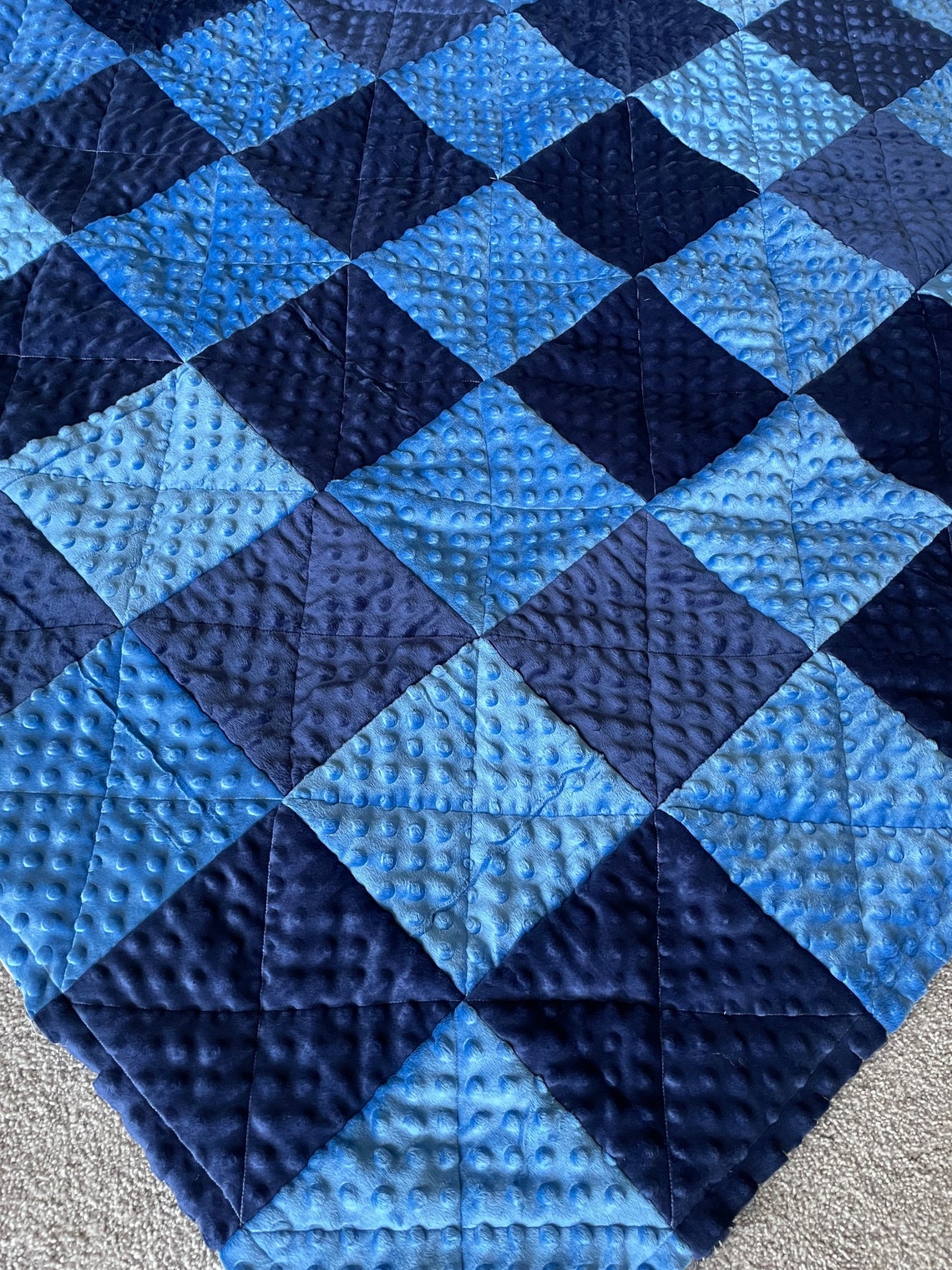 Country Blue Linen Rag Quiltrag Quiltthrow Quiltboy Rag Etsy