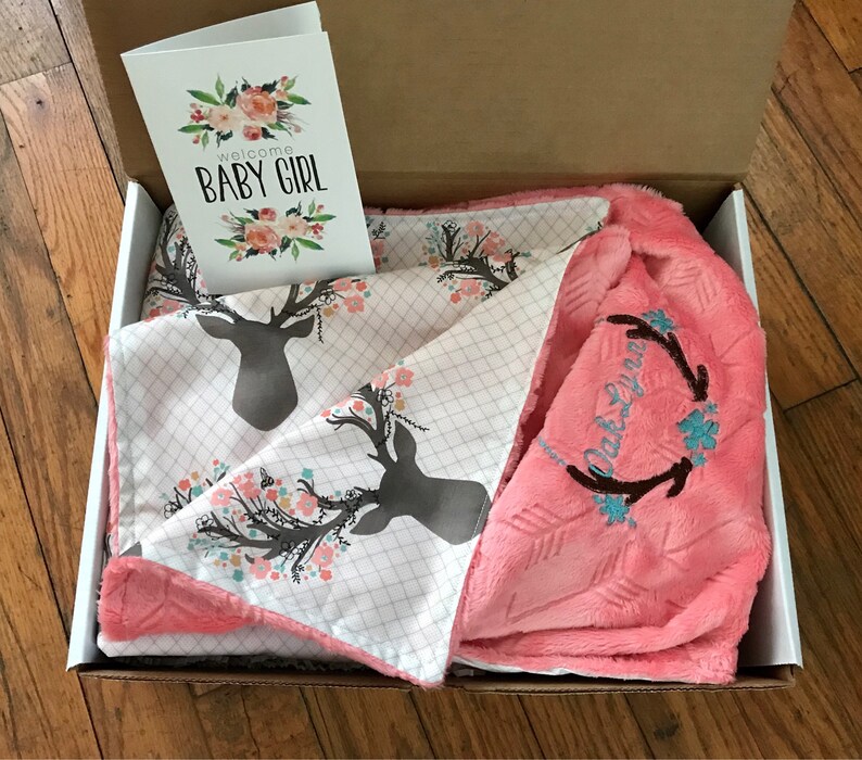 Personalized Woodland blanketbaby girl gift boxbaby girl Etsy