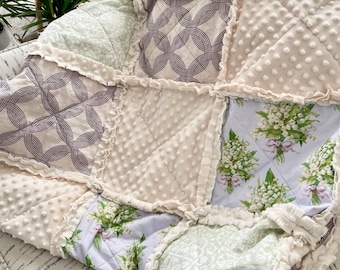Handmade to order lavender rag quilt with minky backing