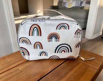 Rainbow lunch bag -rainbow bento lunch bag-handmade rainbow lunch bag