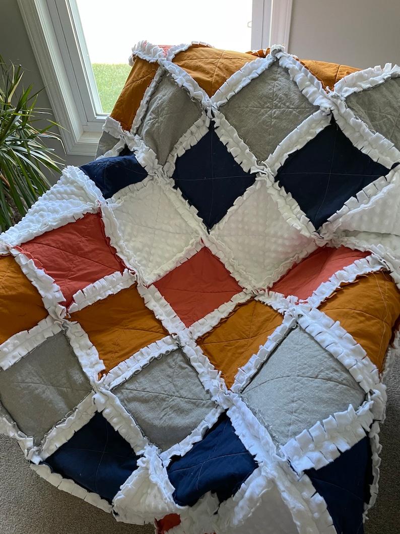 Earth Tones Quilt rag Quilt Warm Colors Quilt terracotta Etsy