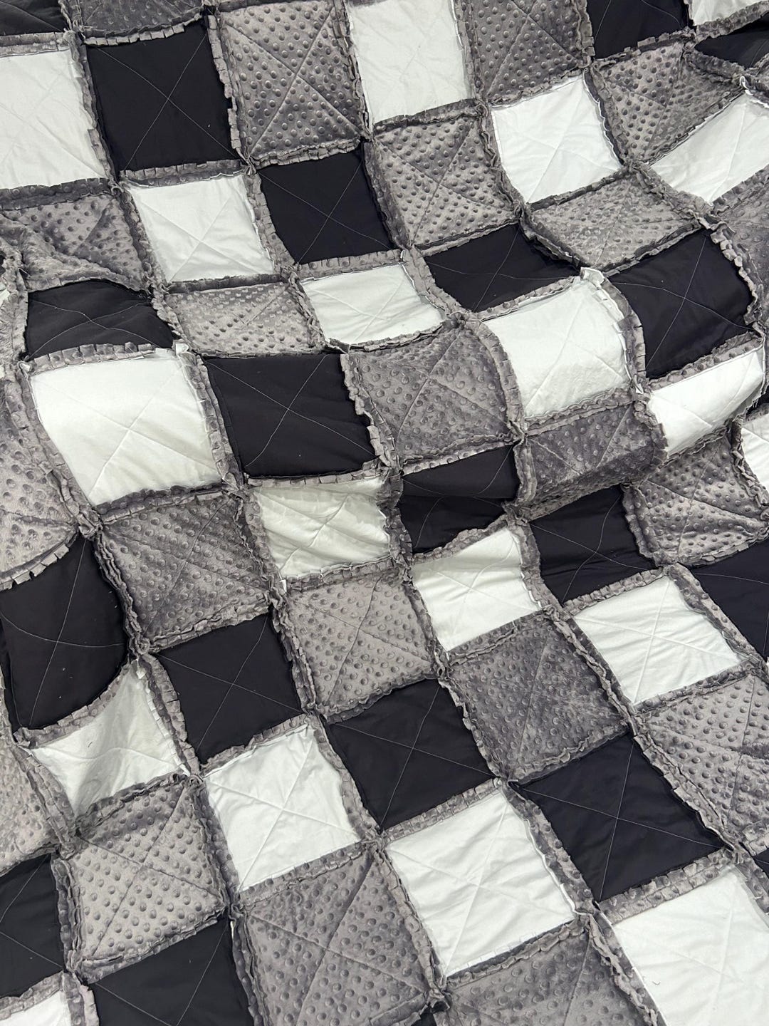 Modern Rag Colours Handmade to Order Modern Rag Quilt in Light and Dark Grays With Minky ...