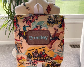 Handmade to order  Vintage cowboy backpack for pre-k or kindergarten