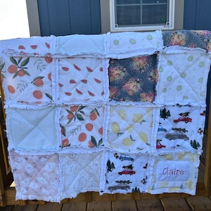 Handmade to order keepsake/memory rag quilt made with baby blankets