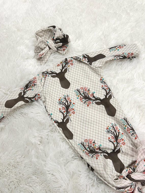 Buy Woodland Gown and Bow Set- Newborn Coming Home Outfit-baby