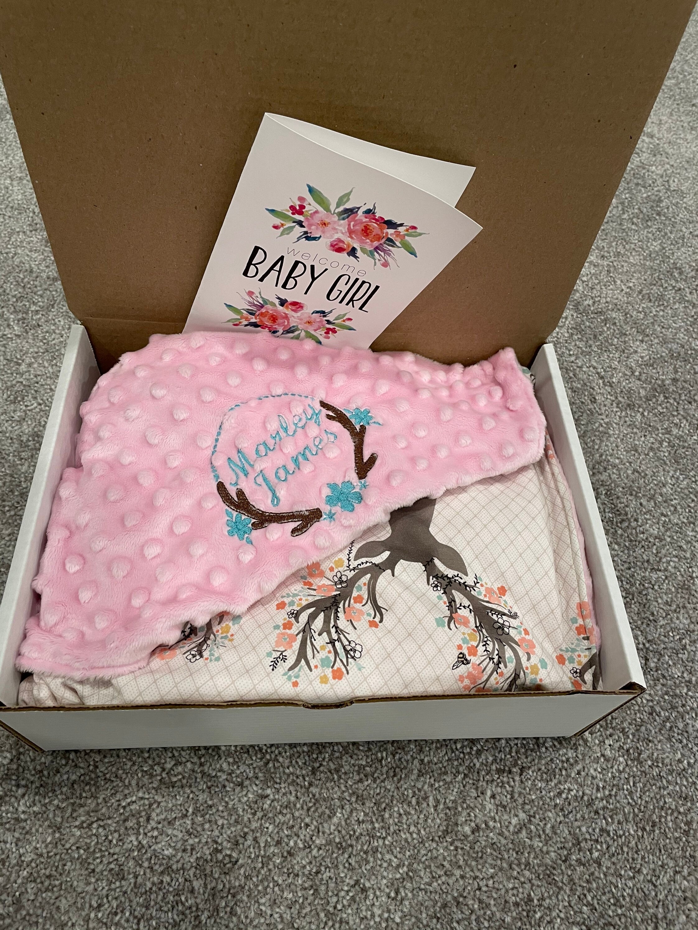 Personalized Woodland Blanketbaby Girl Gift Boxbaby Girl Etsy