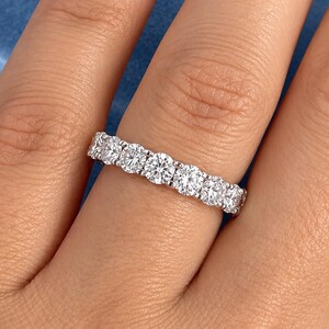 3 Carat Round Lab Grown Diamond Full Eternity Wedding Band, Split Prong Setting