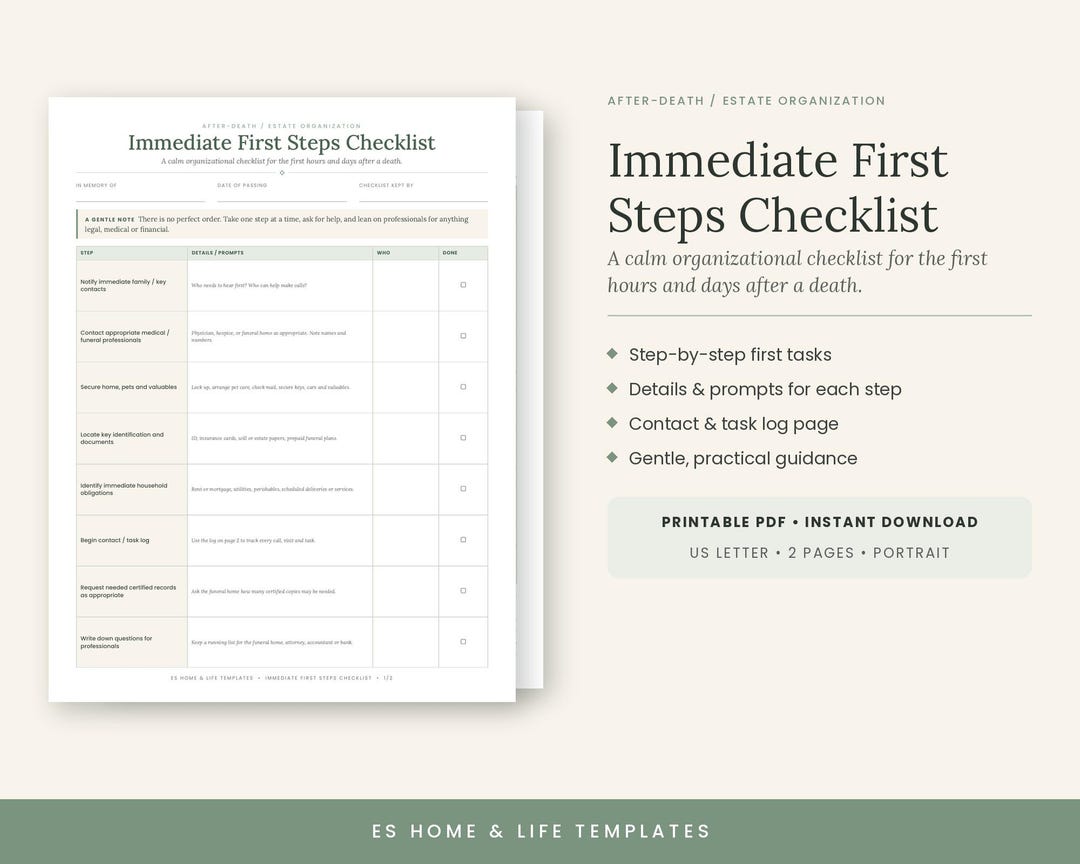 Death Checklist.pdf Was tun im Todesfall? Checkliste zum Ausdrucken, Erste Schritte ...