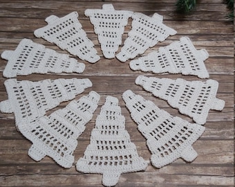 Alberi di Natale all'uncinetto, Set di 10 pezzi, Decorazioni per l'albero di Natale, Decorazioni natalizie, Decorazioni di Capodanno, Regalo