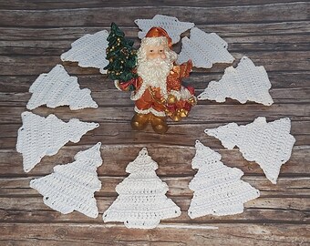 Alberi di Natale all'uncinetto, Set di 10 pezzi, Decorazioni per l'albero di Natale, Decorazioni natalizie, Decorazioni di Capodanno, Regalo