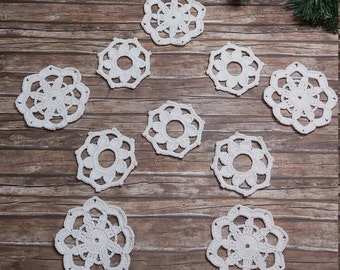 Haak sneeuwvlokken, set van 10 stuks, kerstdecor, cadeau