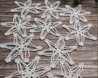 Crochet snowflakes, set of 10 pieces, Christmas décor, gift
