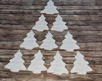 Crochet Hate Oak Trees, Set of 10 Pieces, Christmas Decor, Gift