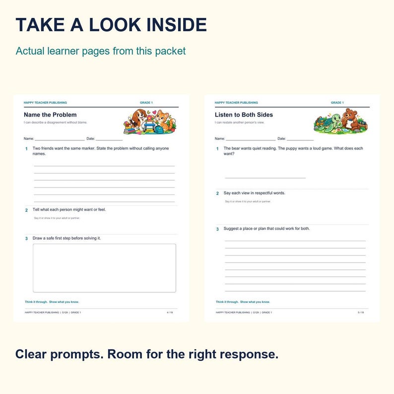 1st Grade Cooperation & Problem Solving Worksheets - Printable PDF ...