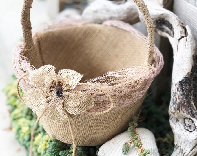 Flower Girl Basket Burlap & Lace Rustic Wedding Accessory Decoration - Etsy