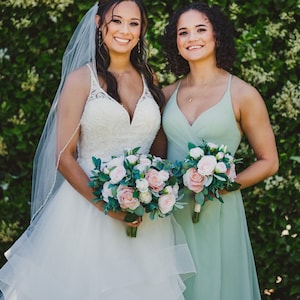 Champagne Rose Eucalyptus Bouquet: Blush Pink Wedding Flowers (medium)