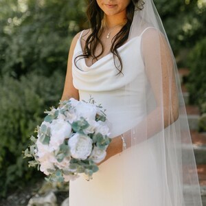 Wedding Bouquet Bridal Bouquet Ivory Blush Rose Peony Eucalyptus image 2