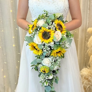 Sunflower Cascading Bridal Bouquet | Cascade Wedding Bouquet Collection