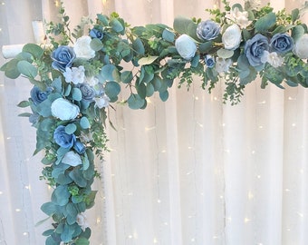 DUSTY BLUE Wedding Arch Flowers | Wedding Backdrop | Flower Garland | Wedding Decor Package