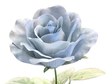 Dusty Blue Faux Rose Stem: Wedding Flower Arrangement