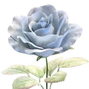 DUSTY BLUE Wedding Flowers | Artificial Flowers | Bulk Fake Flowers | Roses by the Stem (1 stem dusty blue rose}