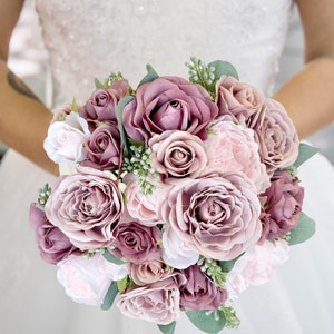 DUSTY ROSE Wedding Bouquet | Bridal Bouquets | Artificial Flowers | LONDON Collection (Large Bouquet)