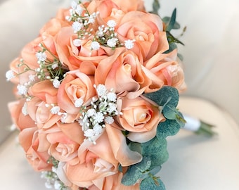 Wedding Bouquet | Bridal Bouquet with Coral Roses (large)